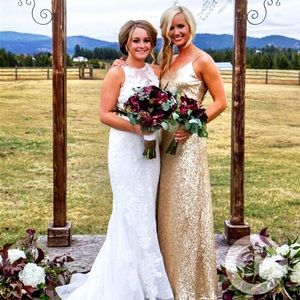 Gold sequence maxi dress open back